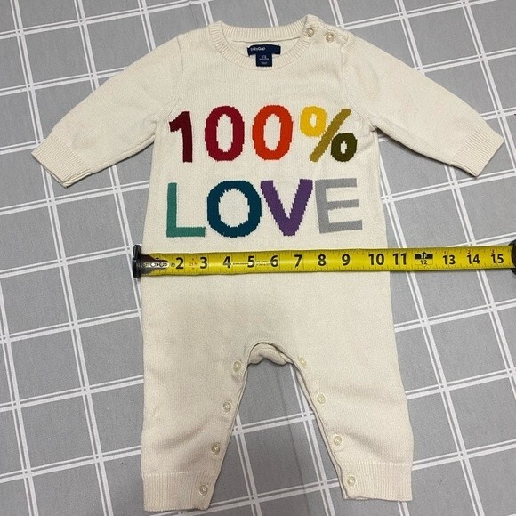 Baby GAP 100% Love One Piece Knit Romper 3 - 6 Months - Picture 4 of 5